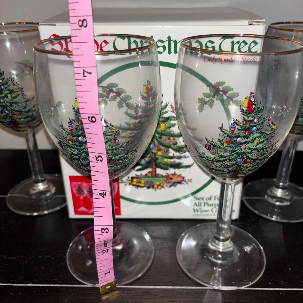 Spode | Christmas Tree | All Purpose Wine Glasses | Set of 4 |‎ Holiday Stemware
